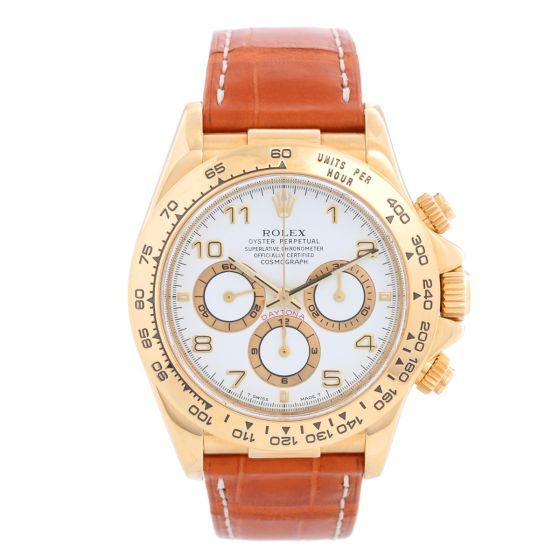 Men's Gold Rolex Cosmograph Daytona Watch 16518 White Dial