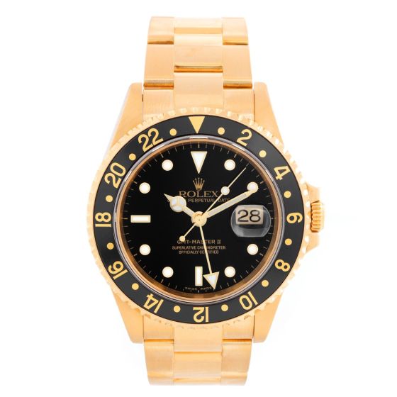 Collectors Special Rolex GMT-Master II 18K Yellow Gold Men's Watch 16718