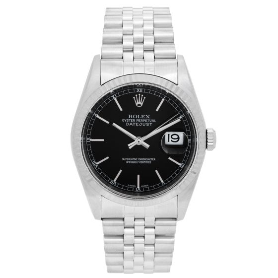 Rolex Datejust Men's Stainless Steel Watch 16234 Black Dial