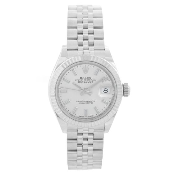 Ladies Rolex Datejust 28mm Stainless Steel Silver Dial 279174