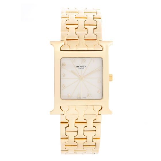 Hermes Heure H 18k Yellow Gold Ladies Watch HH1-585