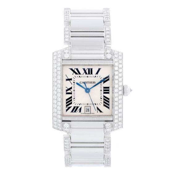 Cartier Tank Francaise 18k White Gold Mens Watch WE1003SF