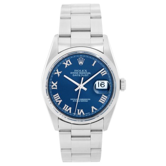 Rolex Datejust Stainless Steel Men's Watch 16200 Blue dial