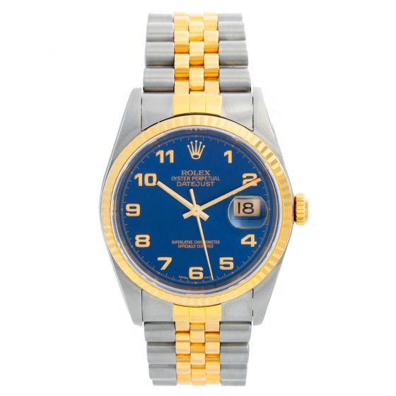 Rolex Datejust Men's 2-Tone Watch 16233 Blue  Dial