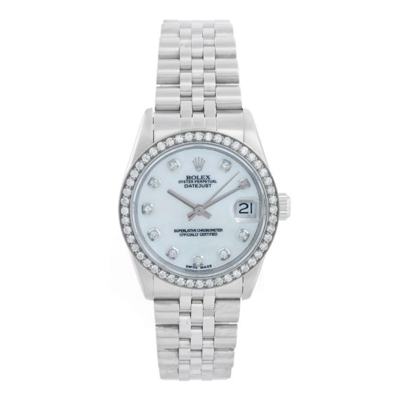 Rolex Datejust Midsize Steel With Diamonds Watch 68274