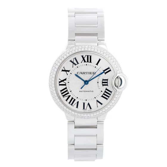 Cartier Ballon Bleu Midsize18k White Gold & Diamond Watch WE9006Z3 3004