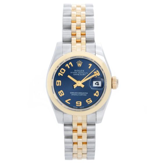 Rolex Datejust 2-Tone Steel & Gold Ladies Watch Blue Dial 179163