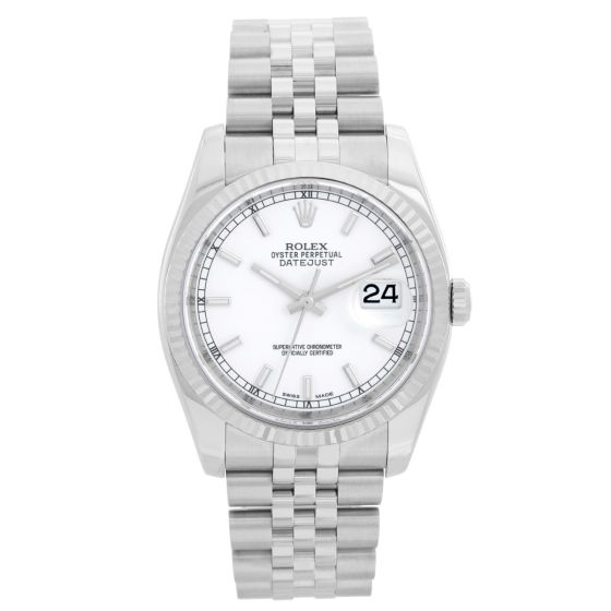 Rolex Datejust Men's Steel Watch White Dial 116234