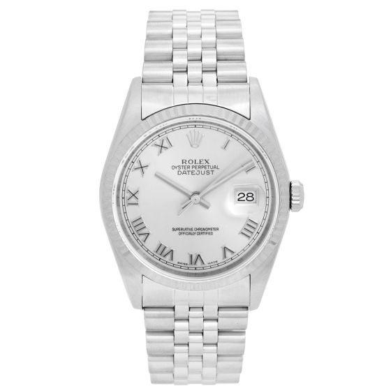 Men's Rolex Datejust Watch 16234 Gray Roman Dial