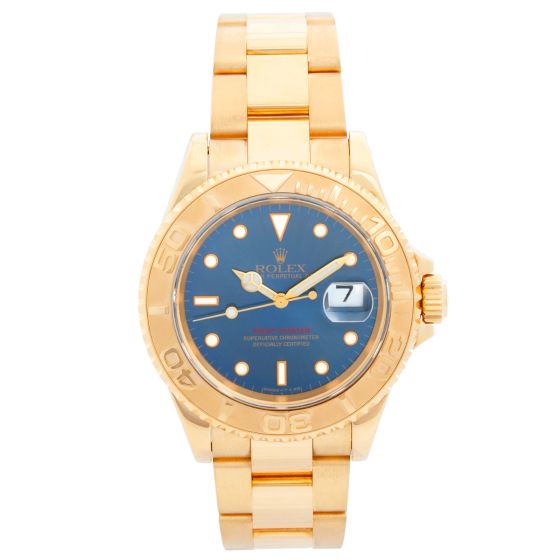 Rolex Yacht - Master Men's 18k Yellow Gold Watch Blue Dial 16628