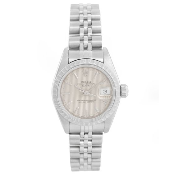 Ladies Rolex Date Watch 69240 Silver Tapestry Dial