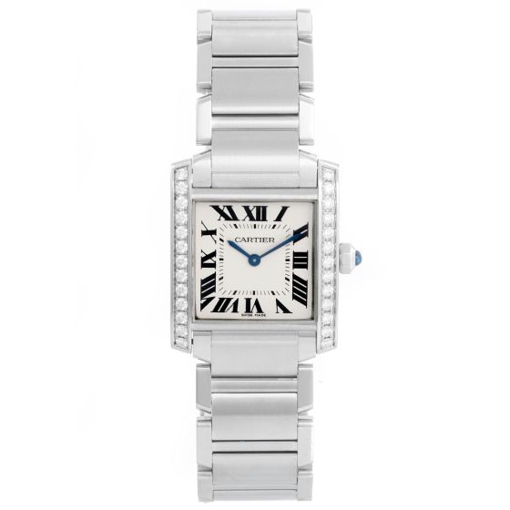 Cartier Tank Francaise Midsize Stainless Steel Diamonds Watch 