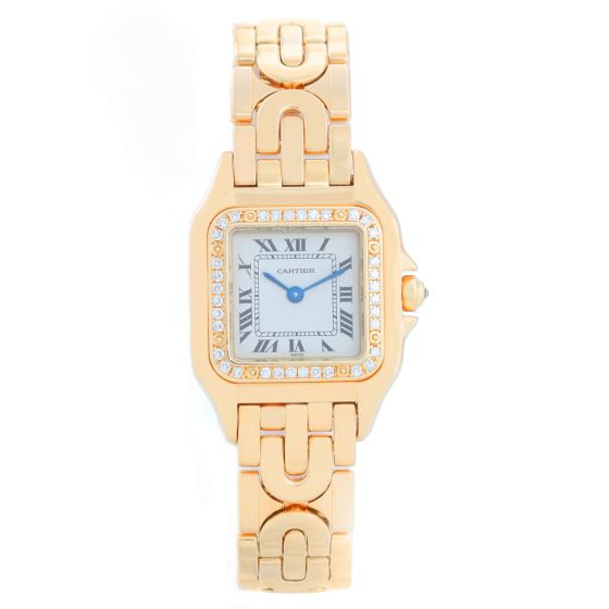 Cartier Panther Ladies 18k Yellow Gold Diamond Art Deco Watch 1280