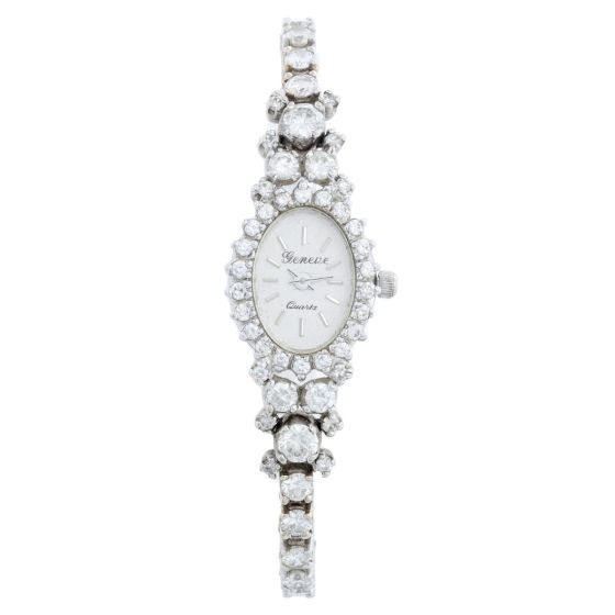 Geneve Vintage Diamond 14K White Gold Ladies Watch