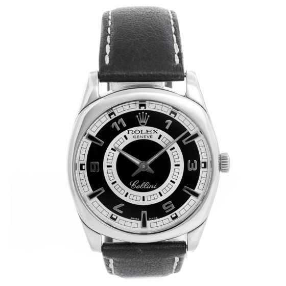 Rolex Cellini Danaos 18k White Gold Men's Watch Black Dial 4243
