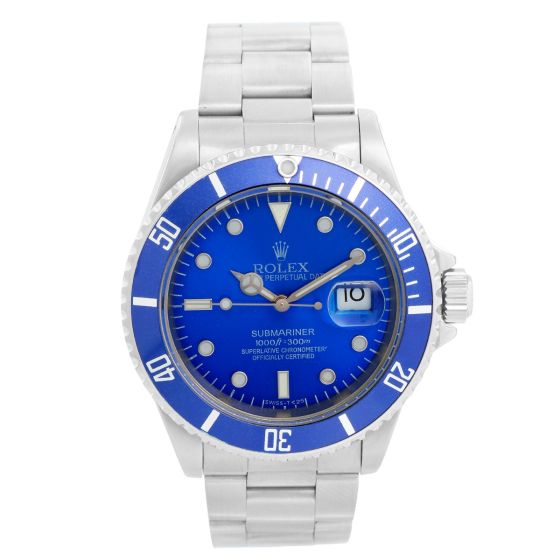 Rolex Submariner Custom Blue Dial & Bezel Men's Steel Watch 16610
