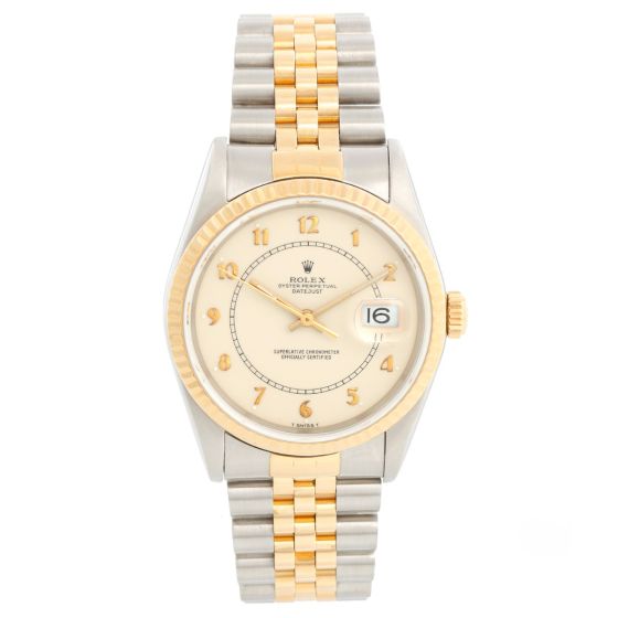 Men's Rolex Datejust Watch 16233 Creme Dial