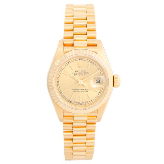 Rolex Ladies President 18k Yellow Gold Watch 69178 Champagne Dial