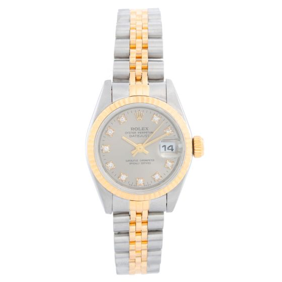 Rolex Ladies 2-Tone Datejust Watch 69173 Gray Dial