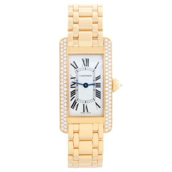 Cartier Tank Americaine Ladies 18k Yellow Gold Watch W2601556