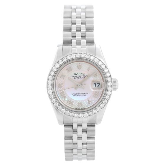 Rolex Ladies Datejust Stainless Steel Watch 179174 Mother of Pearl Myriad 