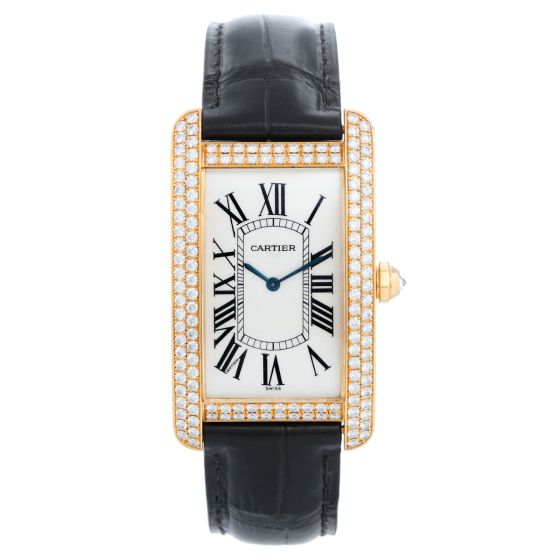 Cartier Tank Americaine Large 18k Yellow Gold & Diamond Watch Ref 1735