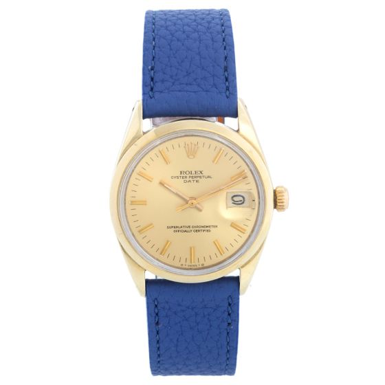 Rolex Date Men's Vintage 14k Gold Shell Watch 1550