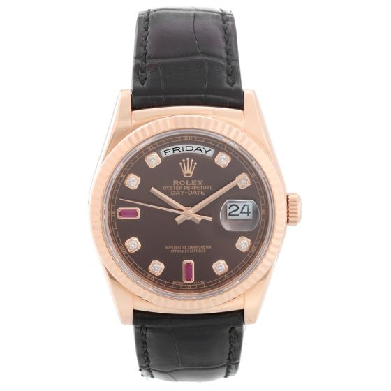 Rolex President Day-Date Men's 18k Rose Gold Watch 118135