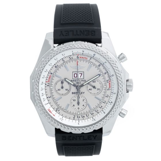 Breitling Bentley Chronograph Men's Steel Watch Silver Dial A44362