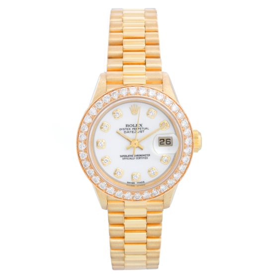 Rolex Ladies President Diamond Watch For Women 79178 White Dial