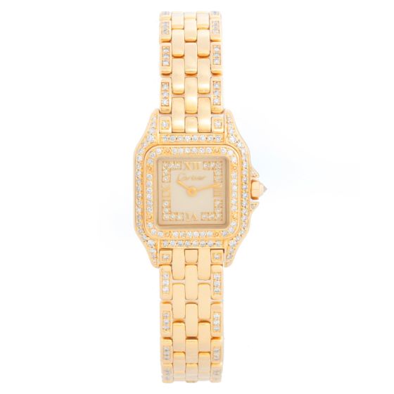 Cartier Panther Ladies 18k Yellow Gold Diamond Watch