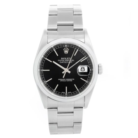 Rolex Datejust Men's Stainless Steel Watch 16200 Black Dial