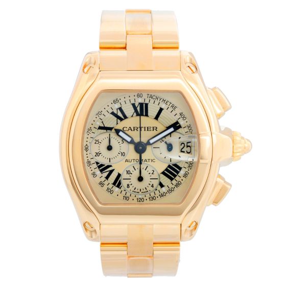 Cartier Roadster Chronograph XL 18k Yellow Gold Men's Watch 2619