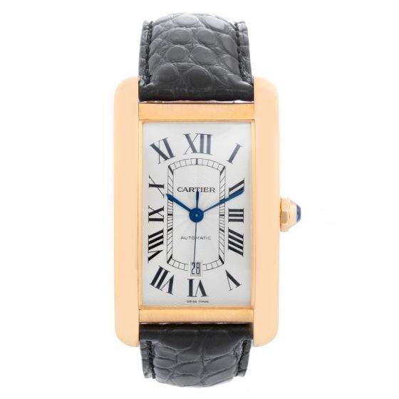 Cartier Tank Americaine 18k Yellow Gold Automatic Mens XL Watch W2609756