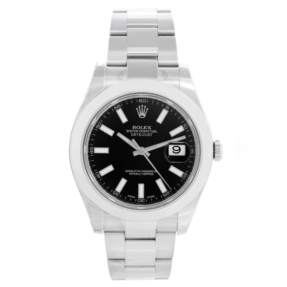 Rolex Datejust II Men's 41mm Stainless Steel Watch Black Dial 116300