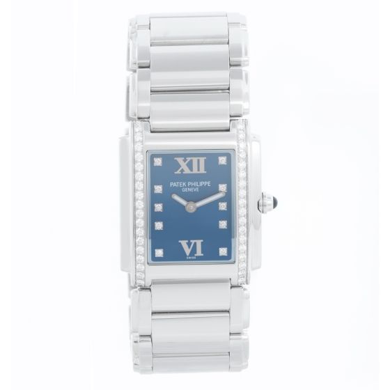 Ladies Patek Philippe Twenty-4 Watch Stainless Steel Blue Dial Watch 4910 / 10A 