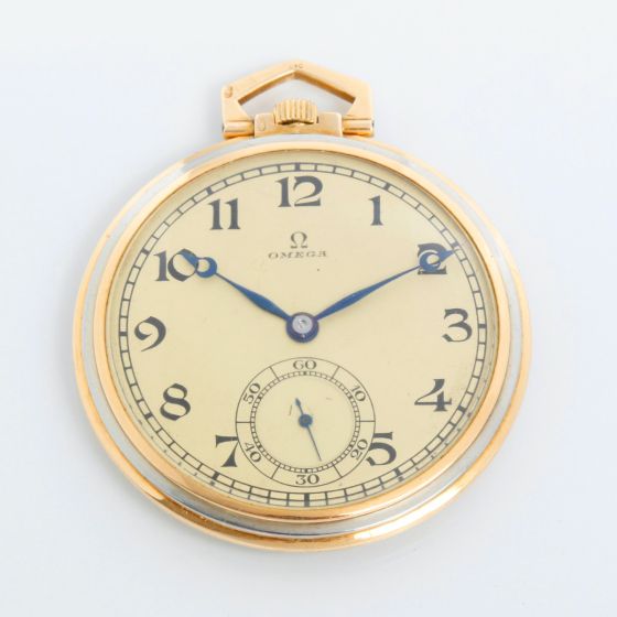 Art Deco Vintage Omega 18K Yellow Gold Pocket Watch