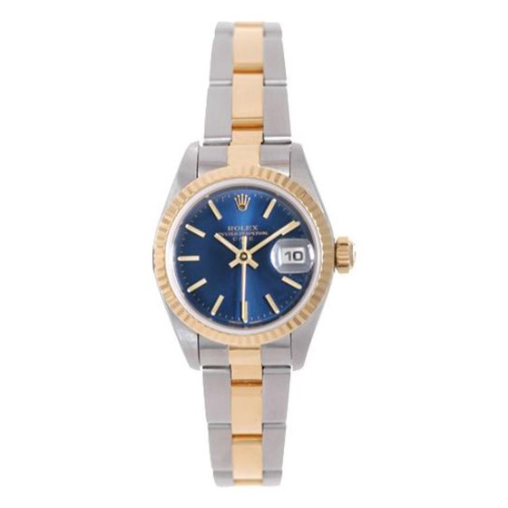 Ladies Rolex Datejust Watch 69173 Blue With Gold Stick Markers