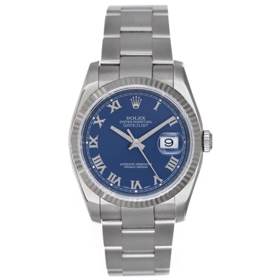 Men's Rolex Datejust Stainless Steel Watch 116234 Blue Dial