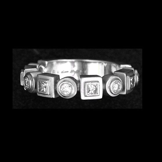 Designer Sam Lehr 18K White Gold and Diamond Ring