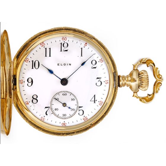 Vintage Elgin 14k Solid Gold Ornately Engraved Pocket Watch 