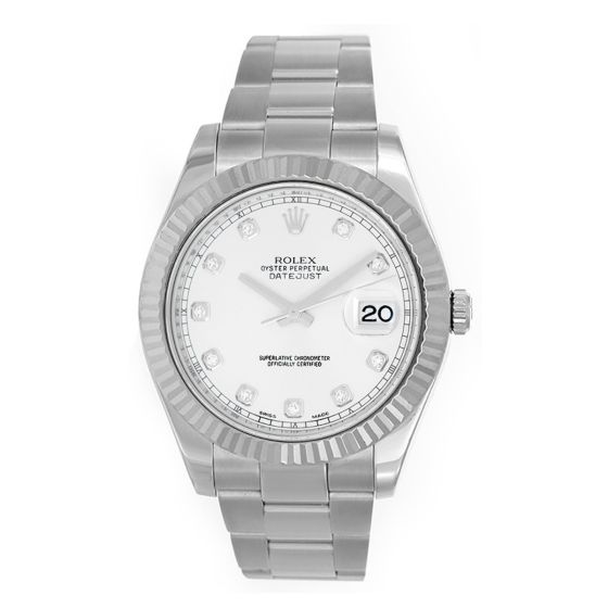 Rolex Datejust II Men's Watch 116334 Silver Diamond Dial 