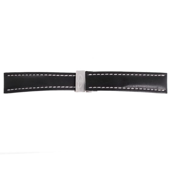 Breitling Black Leather Strap with Deployment Buckle
