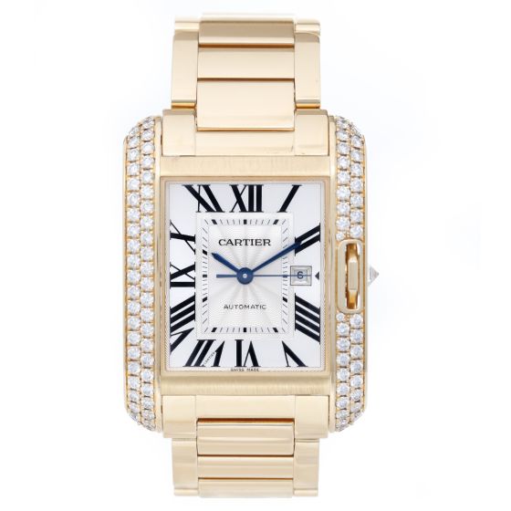 Cartier Tank Anglaise 18k Yellow Gold Large Men's Watch WT100006