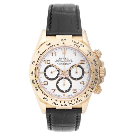 Rolex Cosmograph Daytona Men's 18k Yellow Gold Watch Arabic Numerals 16518