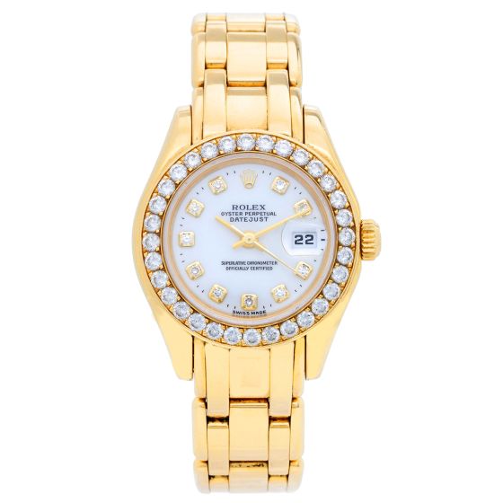 Rolex Ladies Masterpiece/Pearlmaster Gold Diamond Watch 69298