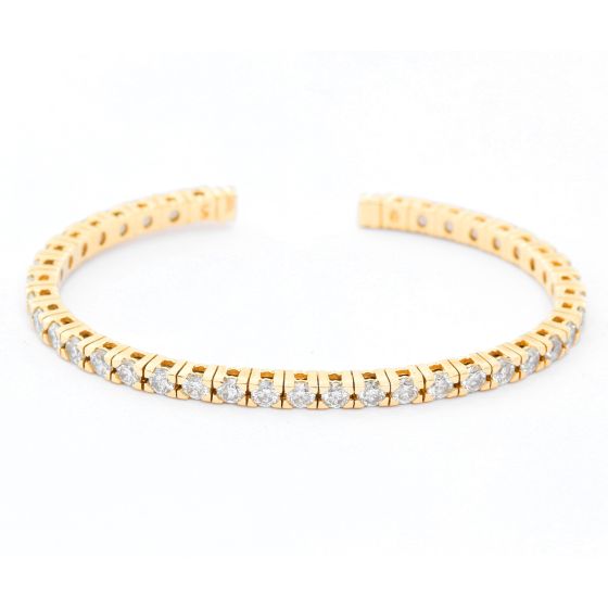 Beautiful 14k Yellow Gold Sparkling Diamond Cuff Bracelet