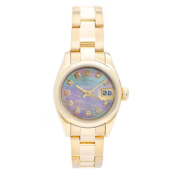 Rolex Ladies Datejust Mother of Pearl 18k Gold Watch 179168