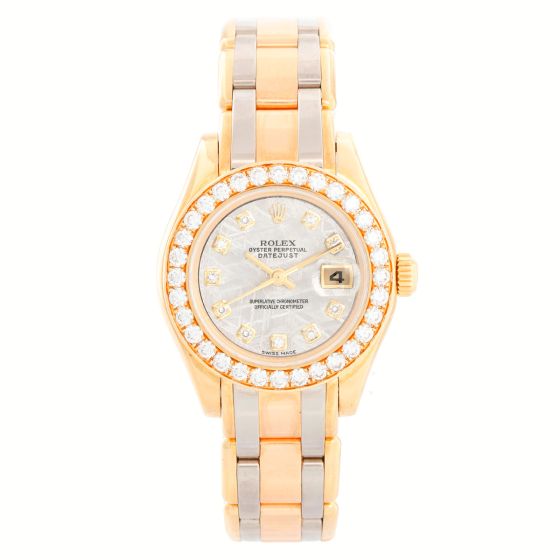 Rolex Tridor Pearlmaster Ladies Gold & Diamond Watch 80298