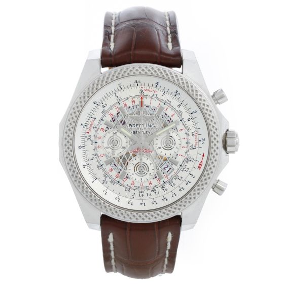 Breitling Bentley Chronograph Men's Steel Watch Silver Dial AB0611